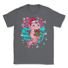 Axolotl Christmas with Santa’s Hat & Wrapped in Lights product Unisex - Smoke Grey