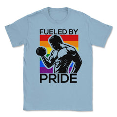 Fueled by Pride Gay Pride Iron Guy2 Gift product Unisex T-Shirt - Light Blue