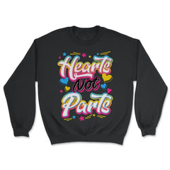 Hearts Not Parts Pansexual LGBTQ+ Pansexual Pride product - Unisex Sweatshirt - Black