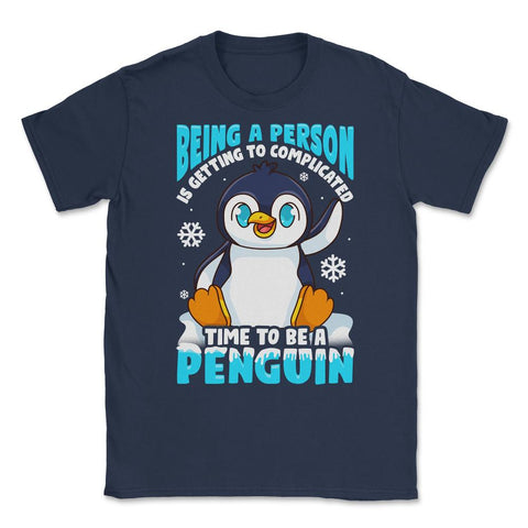 Time to Be a Penguin Happy Penguin with Snowflakes Kawaii print - Navy