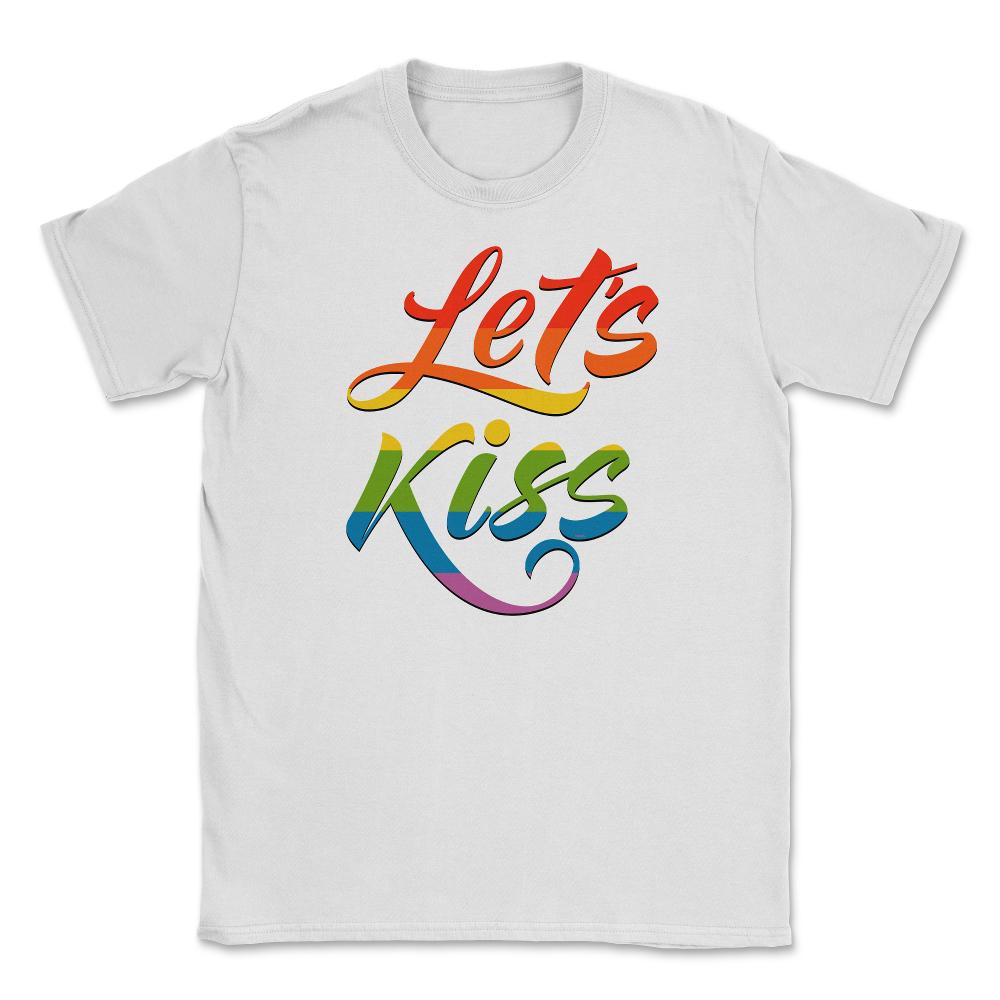 Lets Kiss Rainbow Pride Flag Gay graphic Unisex T-Shirt