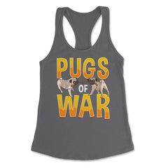 Funny Pug of War Pun Tug of War Dog design Women's Racerback Tank - Dark Grey