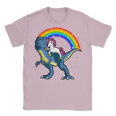 Unicorn Riding a T-Rex Dinosaur Funny Humor product Unisex T-Shirt - Light Pink