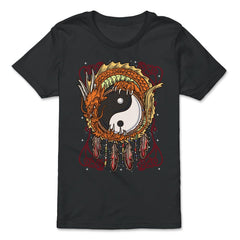 Chinese Dragon & Yin Yang Dreamcatcher Zen Meditation graphic - Premium Youth Tee - Black