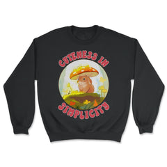 Cottage Core Bunny with Mushroom Hat design - Unisex Sweatshirt - Black