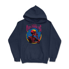 Gothic Death by Overthinking Funny Skeleton Thinking design - Hoodie - Navy