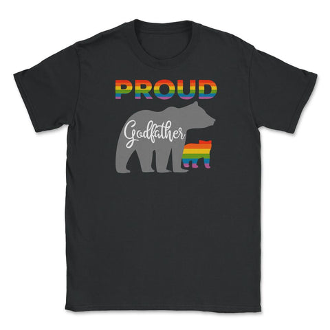 Rainbow Pride Flag Bear Proud Godfather and Gay Cub print Unisex - Black
