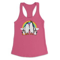 Rainbow Gay Penguin Family Cute Pride Gift graphic Women's Racerback - Hot Pink