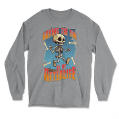 Gothic Skeleton Having the Time of My Afterlife design - Long Sleeve T-Shirt - Grey Heather
