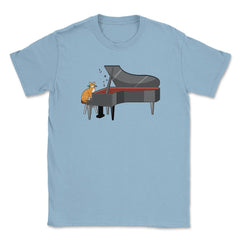 Funny Cat Playing Piano Pianist Music Instrument Cat Lover design - Light Blue