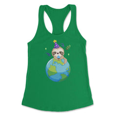 Happy Earth Day Sloth Funny Cute Gift for Earth Day design Women's - Kelly Green