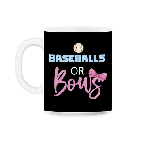 Funny Baseball Or Bows Baby Boy Or Girl Cute Gender Reveal graphic - Black on White