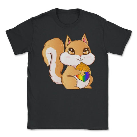Gay Pride Kawaii Squirrel with Rainbow Nut Funny Gift design Unisex - Black