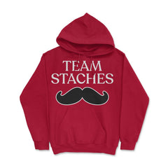 Funny Gender Reveal Announcement Team Staches Baby Boy print Hoodie - Red
