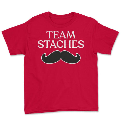 Funny Gender Reveal Announcement Team Staches Baby Boy print Youth Tee - Red