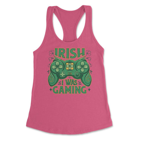Irish I Was Gaming Saint Patrick’s Day Gamer Grunge Funny graphic - Hot Pink