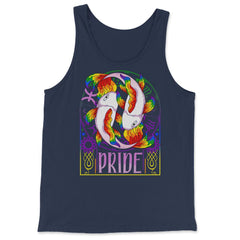 Gay Zodiac LGBTQ Zodiac Sign Pisces Rainbow Pride graphic - Tank Top - Navy