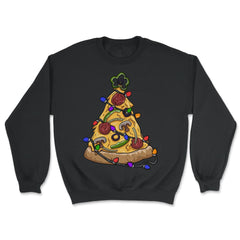 Christmas Pizza Tree Funny Pizza Lovers Pepperoni & Veggies graphic - Unisex Sweatshirt - Black