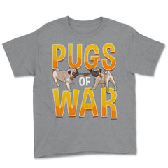 Funny Pug of War Pun Tug of War Dog design Youth Tee - Grey Heather