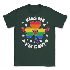 Kiss Me I'm Gay St Patrick’s Day Pride LGBT Hilarious design Unisex - Forest Green