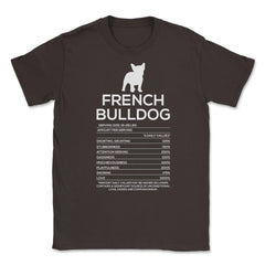 Funny French Bulldog Nutrition Facts Humor Frenchie Lover product - Brown