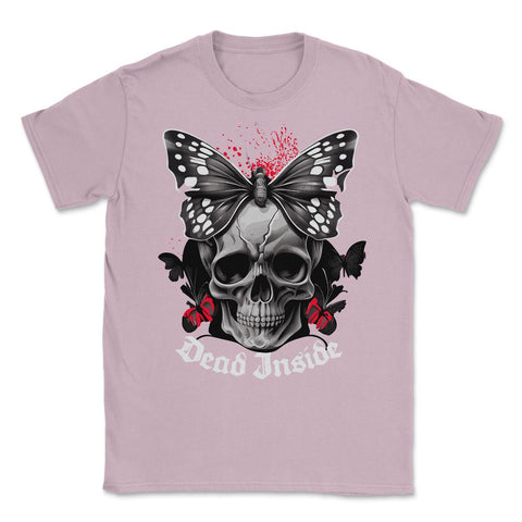 Floral Butterfly Skull Aesthetic Dead Inside Goth Skull product - Light Pink