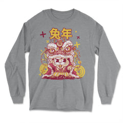 Chinese New Year of the Rabbit 2023 Dragon Costume design - Long Sleeve T-Shirt - Grey Heather