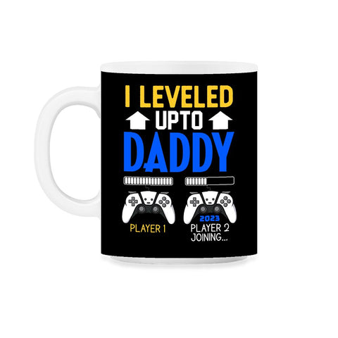 Funny Dad Leveled Up to Daddy Gamer Soon To Be Daddy graphic 11oz Mug - Black on White
