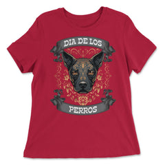 Dia De Los Perros Quote Sugar Skull Dog Lover Graphic product - Women's Relaxed Tee - Red