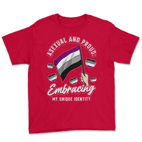 Asexual and Proud: Embracing My Unique Identity design Youth Tee - Red