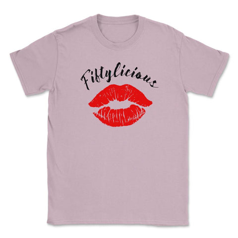Fiftylicious 50th Birthday Kissing Lips 50 Years Old design Unisex - Light Pink
