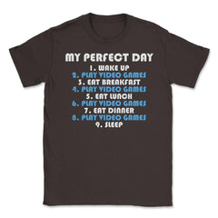 Funny Gamer Perfect Day Wake Up Play Video Games Humor product Unisex - Brown