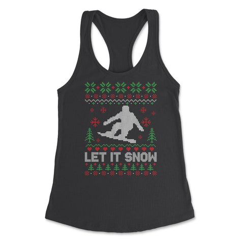Let It Snow Snowboarding Ugly Christmas graphic Style design Women's - Black