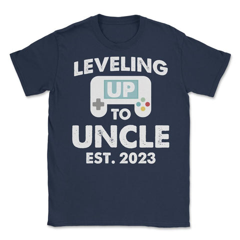 Funny Gamer Uncle Leveling Up To Uncle Est 2023 Gaming graphic Unisex - Navy