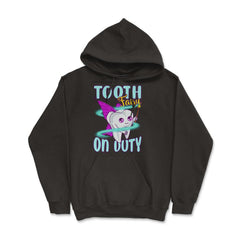 Tooth Fairy on Duty Funny Tooth with Magic Wand & Wings design - Hoodie - Black