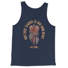Peacock Feathers Dreamcatcher Heart Native Americans print - Tank Top - Navy