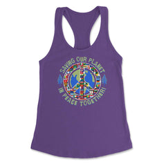 Saving Our Planet in Peace Together! Earth Day product Women's - Purple