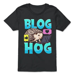 Blogging Hedgehog Blog Hog Blogger Funny Prickly-Pig graphic - Premium Youth Tee - Black