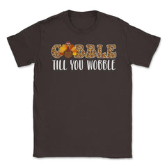 Gobble Till You Wobble Funny Retro Vintage Text with Turkey design - Brown