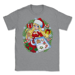 Anime Christmas Santa Girl with Xmas Cookies Cosplay Funny graphic - Grey Heather