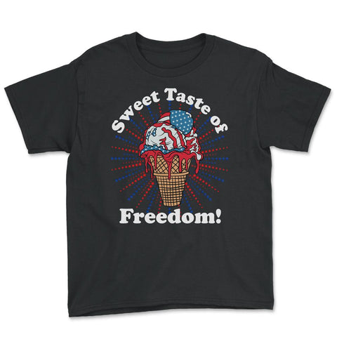 Patriotic Ice Cream Cone American Flag Independence Day graphic Youth - Black