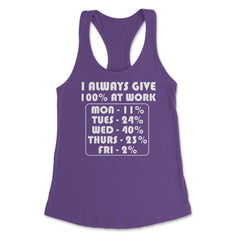 Funny Sarcastic Coworker I Always Give 100% At Work Gag design - Purple
