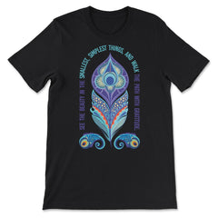 Peacock Feather Inspirational & Motivational Gratitude print - Premium Unisex T-Shirt - Black