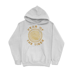 Year of the Tiger 2022 Chinese Golden Color Tiger Circle design Hoodie - White