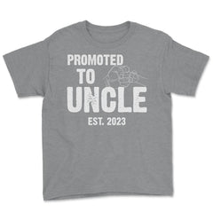 Funny Promoted To Uncle Est 2023 Soon To Be Uncle design Youth Tee - Grey Heather