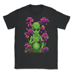 Alien Hippie Smoking Marijuana Hilarious Groovy Art print Unisex - Black