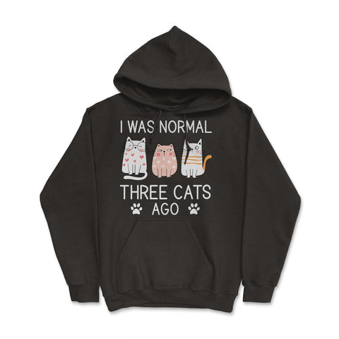 Funny I Was Normal Three Cats Ago Pet Owner Humor Cat Lover graphic - Black