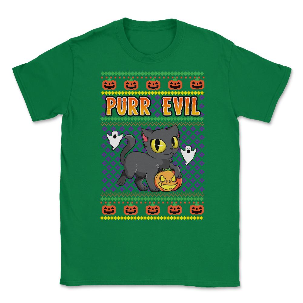 Purr Evil Ugly print Style Halloween Design Pun Gift graphic Unisex - Green