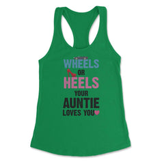 Funny Wheels Or Heels Your Auntie Loves You Gender Reveal print - Kelly Green