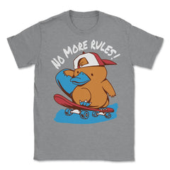 No more Rules! Hilarious Kawaii Platypus Skateboarding design Unisex - Grey Heather